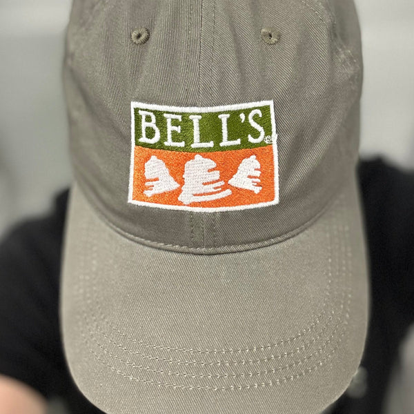Bell's logo in white font and outline. 