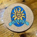 Full color Oberon logo printed on circular cork coaster