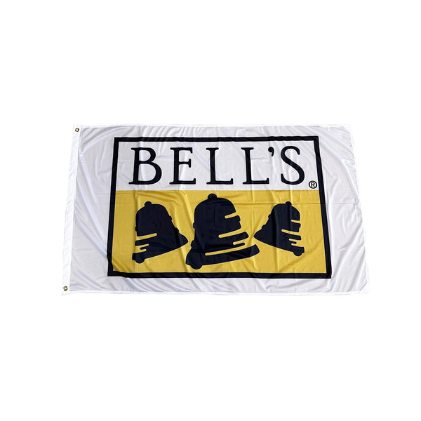 White 3x5 foot nylon flag with Bell's Logo
