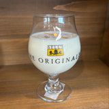 Originales branded snifter glasses with orange lavender candle