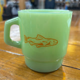 Jade green mug with orange trout