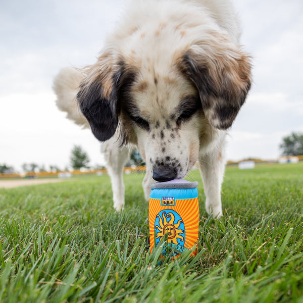 plush can dog toy featuring Oberon Ale can art. 