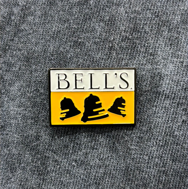 Bell's logo square enamel pin.