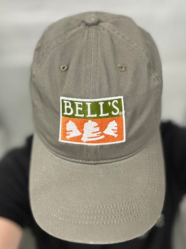 Bell's logo in white font and outline. 