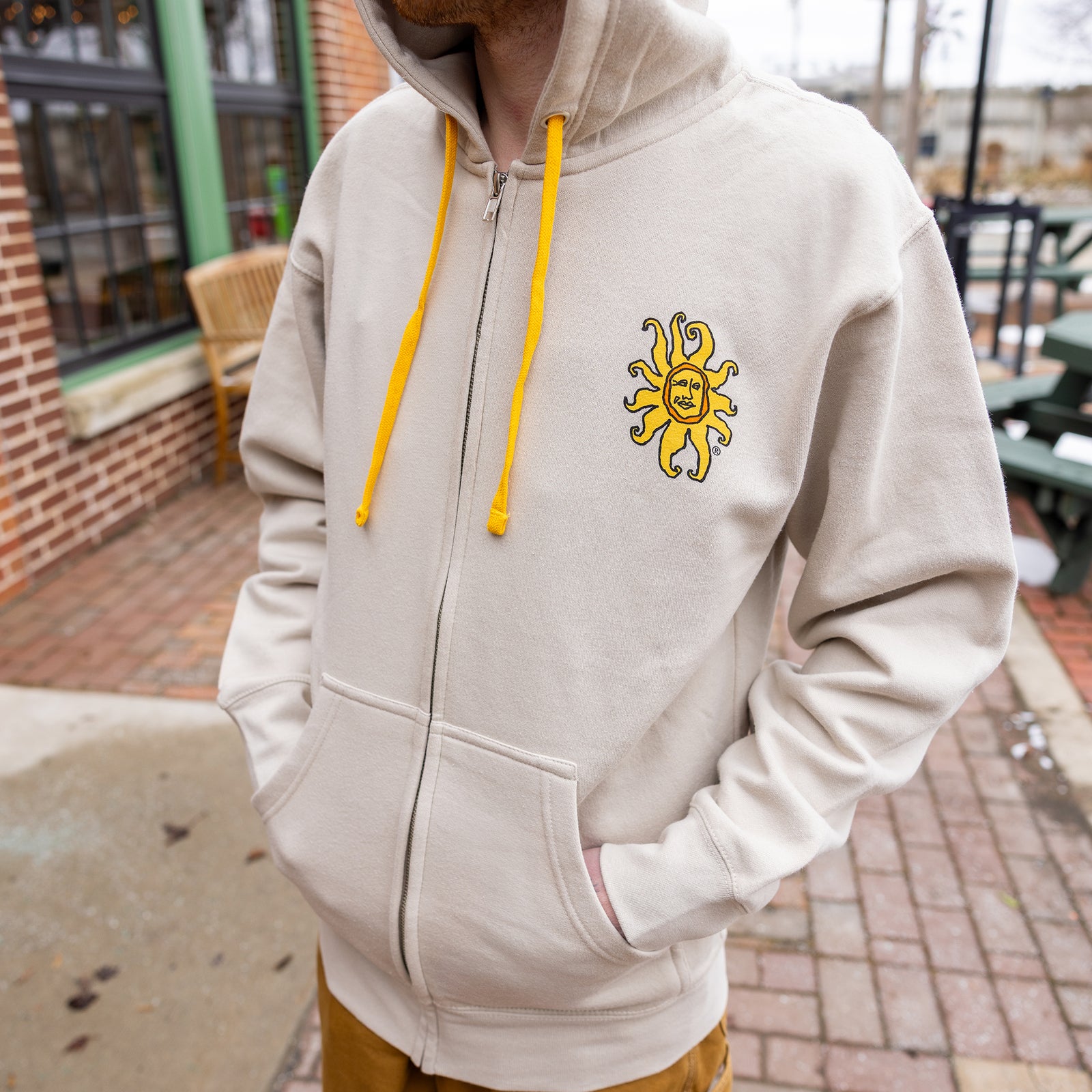 【GRAVER】23FW★ Elbow OF Bone Hoodie Hoodie - Light Beige Men's Golf Hoodie – DoubleBogey Down