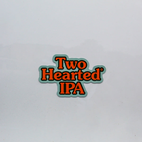 Two Hearted logo, orange text and dark green outline with light green border as large car magnet