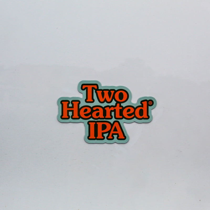 Two Hearted logo, orange text and dark green outline with light green border as large car magnet