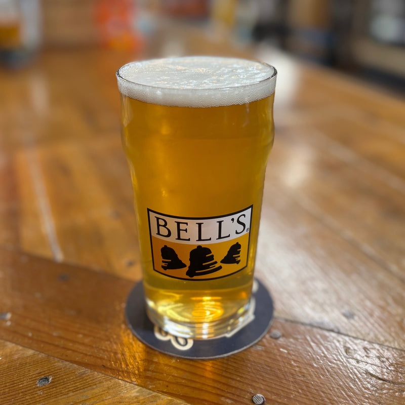 clear nonic style pint glass with full color Bell's logo