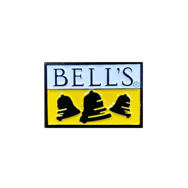 Bell's logo square enamel pin.
