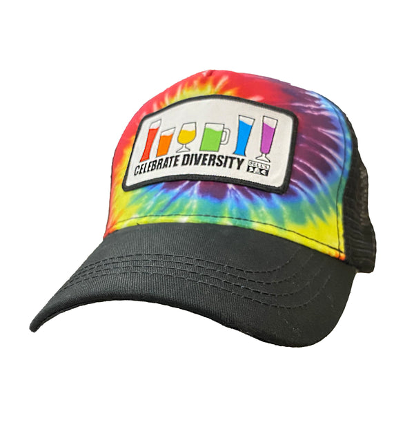 Celebrate Diversity Patch Tie Dye Trucker Hat