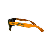 Black sun glasses with Two Hearted Ale logo on the ear pieces with green fish art